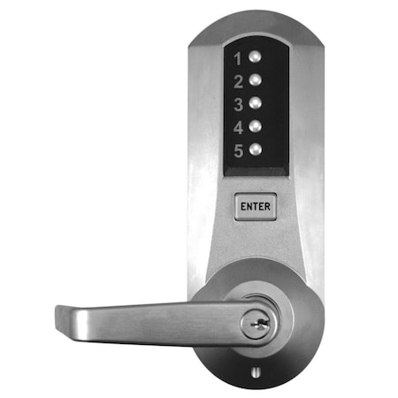 Simplex Kaba Mechanical Pushbutton Exit Trim Lock, Kaba Schlage C Cylinder and Winston Lever Satin Chrome 5010XSWL26D